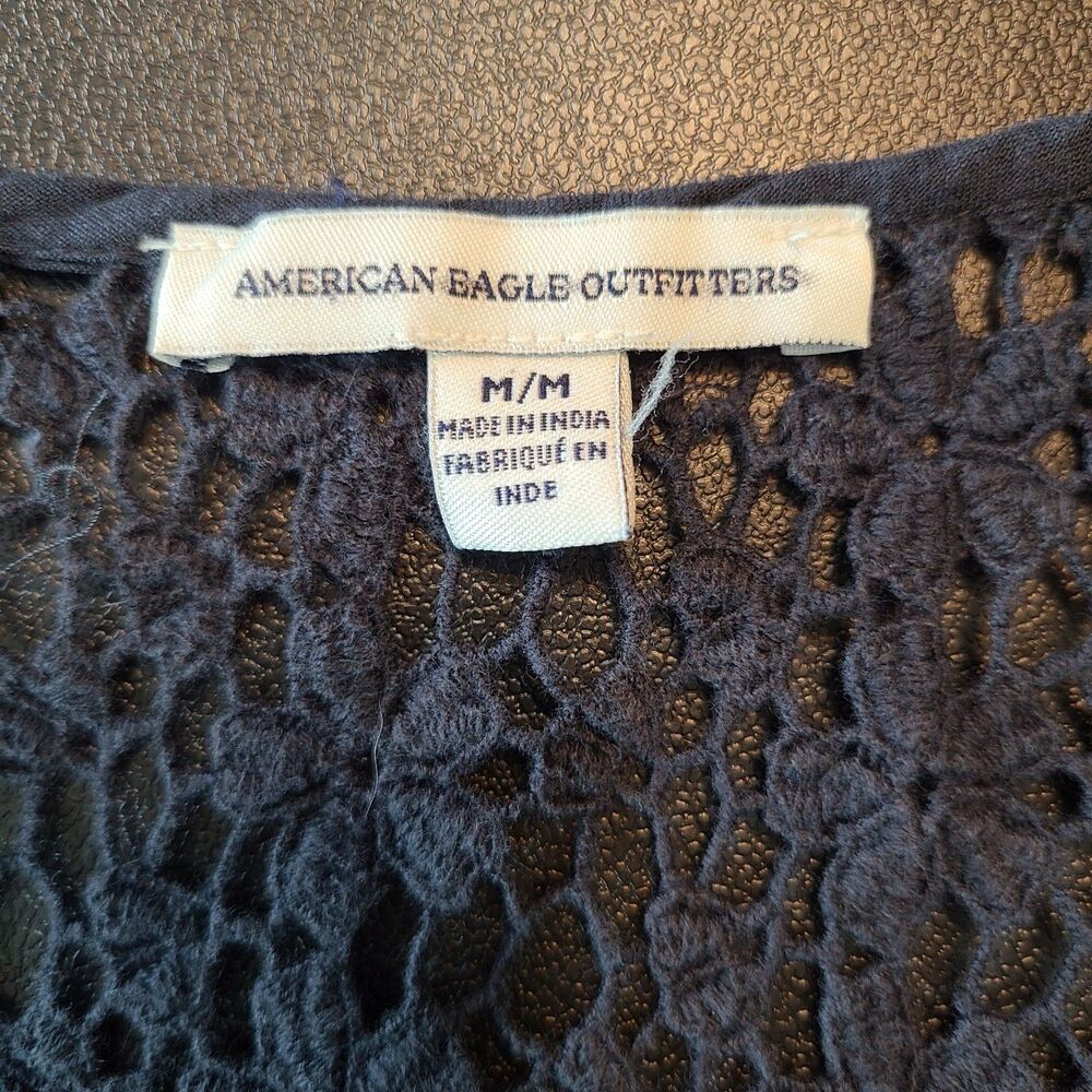 American Eagle Black Lace Mini Dress M Tiered Whimsigoth Boho Grunge Fairycore - Picture 5 of 8